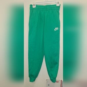 Nike Kids Teal-Green Joggers with White Swoosh